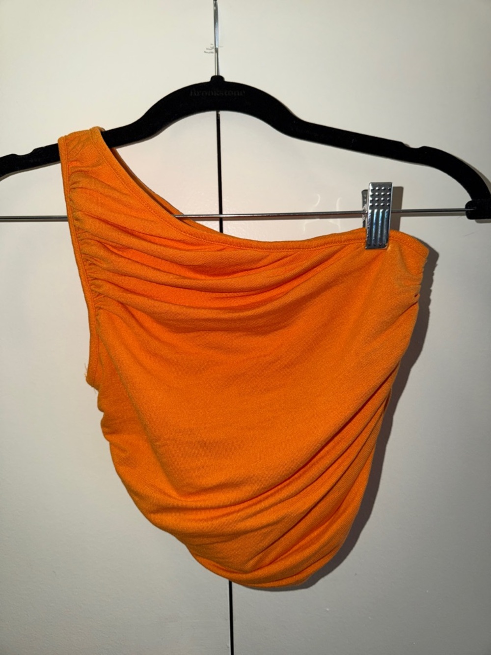 One-Shoulder Orange Ruched Top